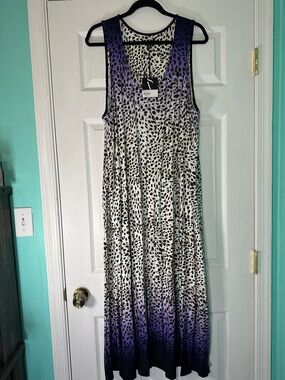 Simply Vera Vera Wang Purple Ombre Leopard Print Sleeveless Maxi Dress